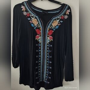 Embroidered long sleeve blouse